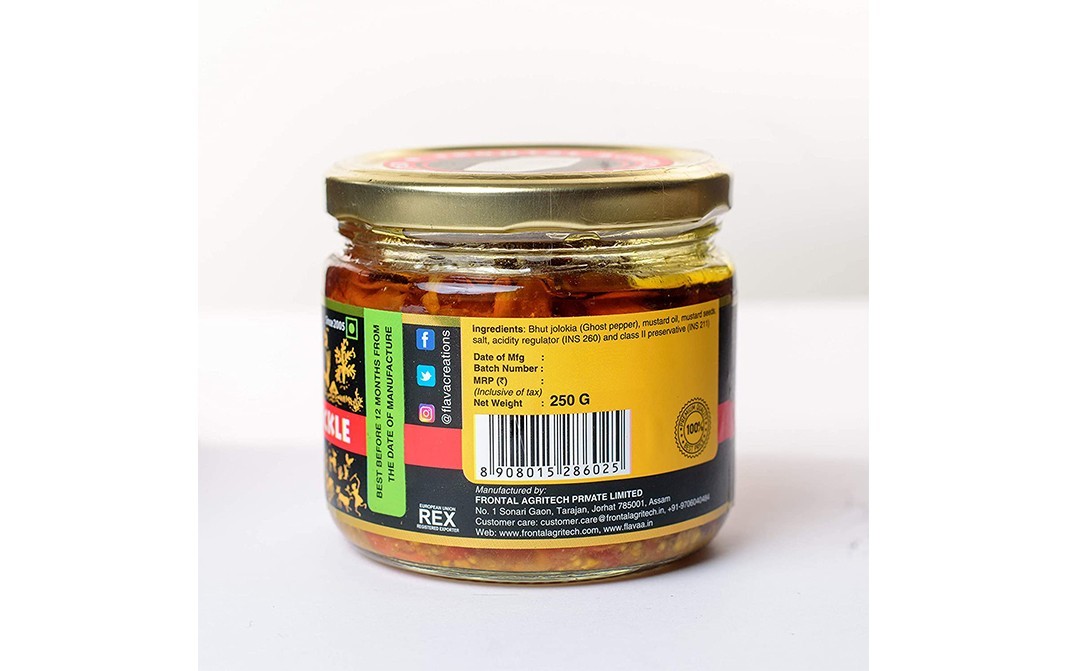 Flavaa Bhut jolokia Pickle Ghost Chilli Pickle   Glass Jar  250 grams